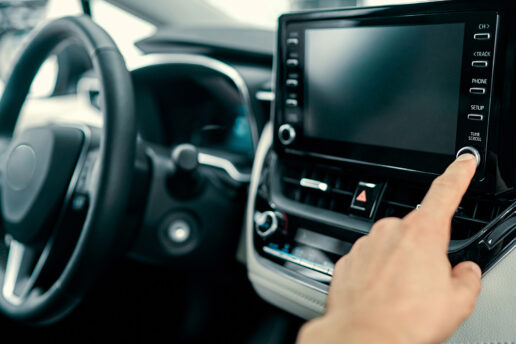 Audio & Entertainment Upgrades page Audio & Entertainment system in with someone about to push the button on the new system. Upgrade by Nottingham Auto Electrics